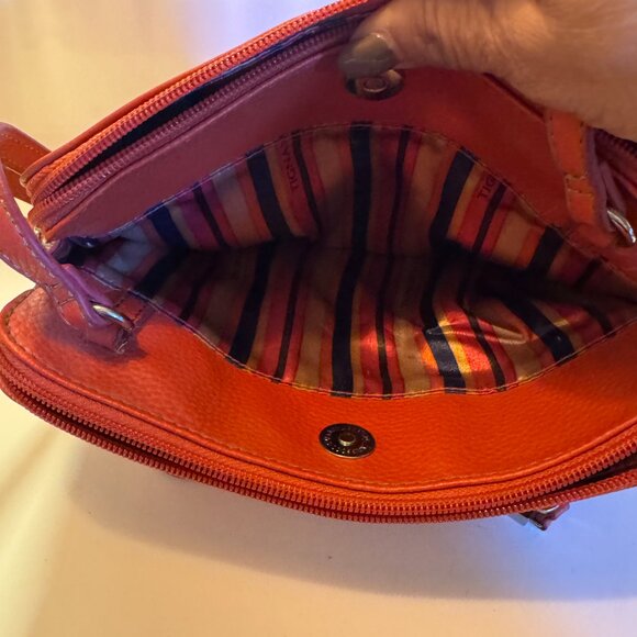 Tignanello Orange Leather Crossbody Purse - Picture 2 of 9